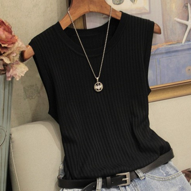 Peris Gems Black / One Size Casual Knitted Thin Sleeveless T-Shirt for Women SHEIN Amazon Temu