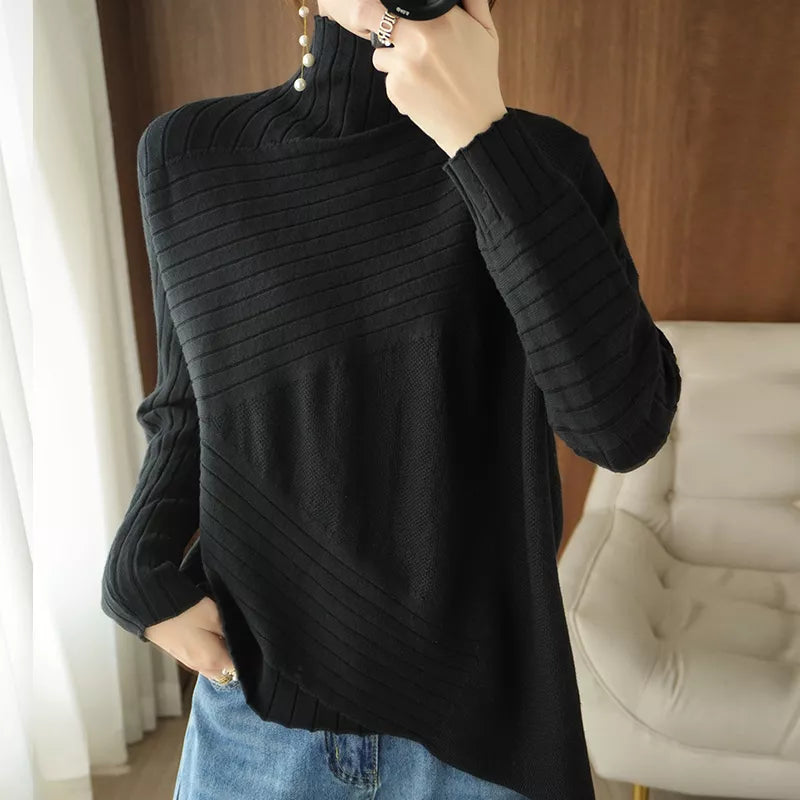 Peris Gems black / One Size Striped Knitted Cashmere Turtleneck Sweaters for Women SHEIN Amazon Temu