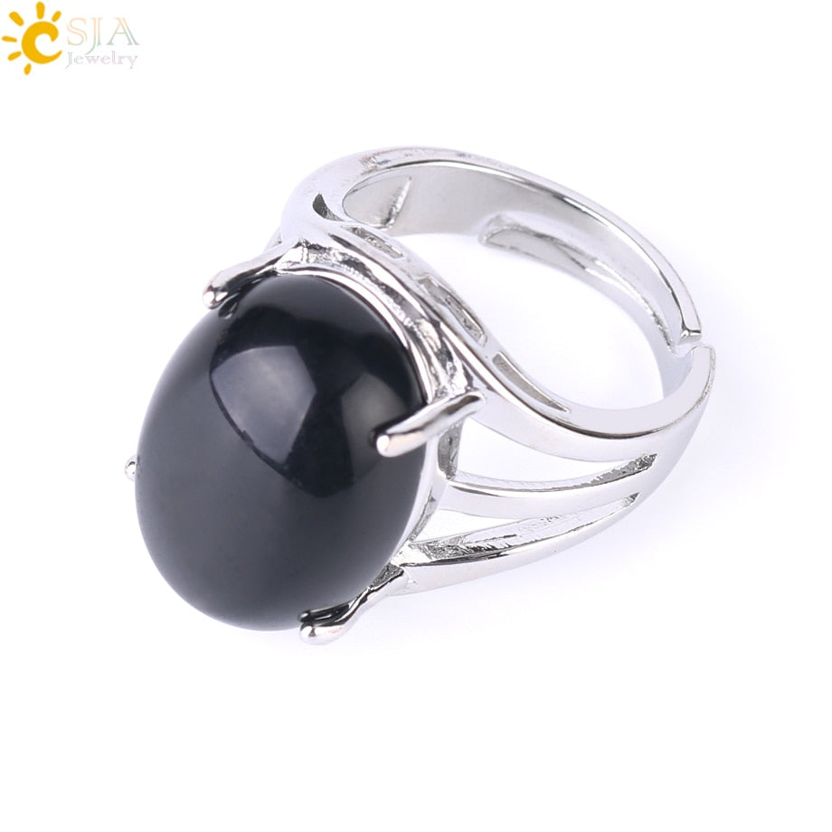 Peris Gems Black Onyx Oval Rieke Egg Shaped Natural Stone Adjustable Rings for Women Oval Rieke Egg Shaped Natural Stone Adjustable Rings Women SHEIN Amazon Temu
