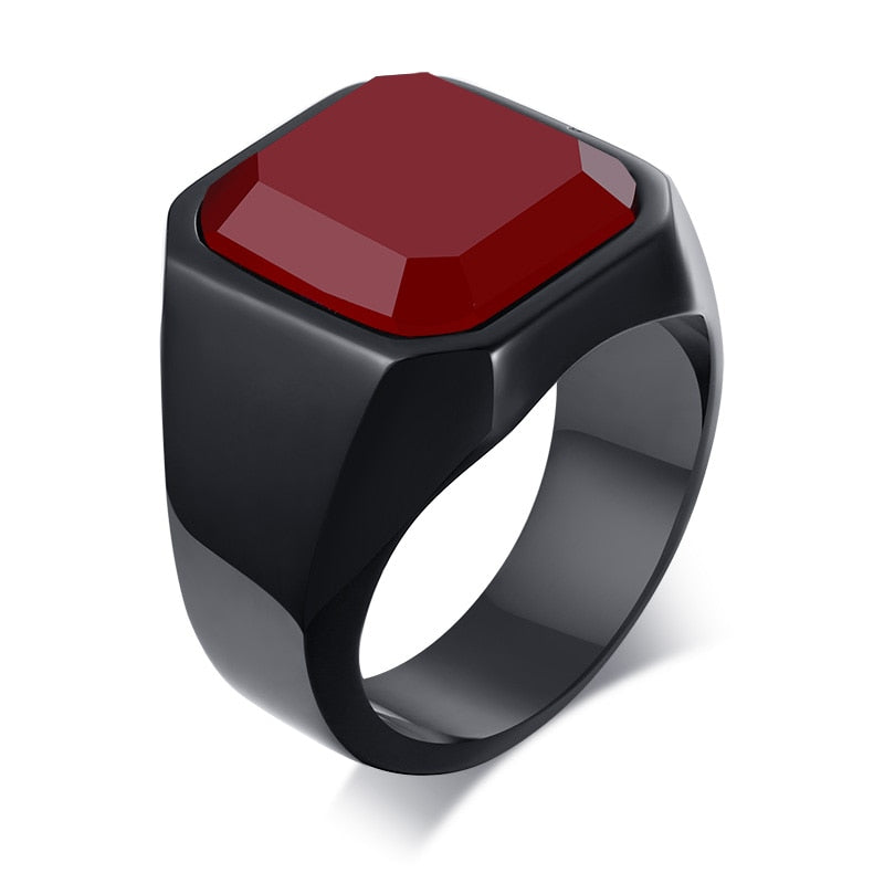 Peris Gems Black Onyx Signet Ring for Men | Stainless Steel Classical Plain Square Ring Black Onyx Signet Ring for Men | Stainless Steel SHEIN Amazon Temu