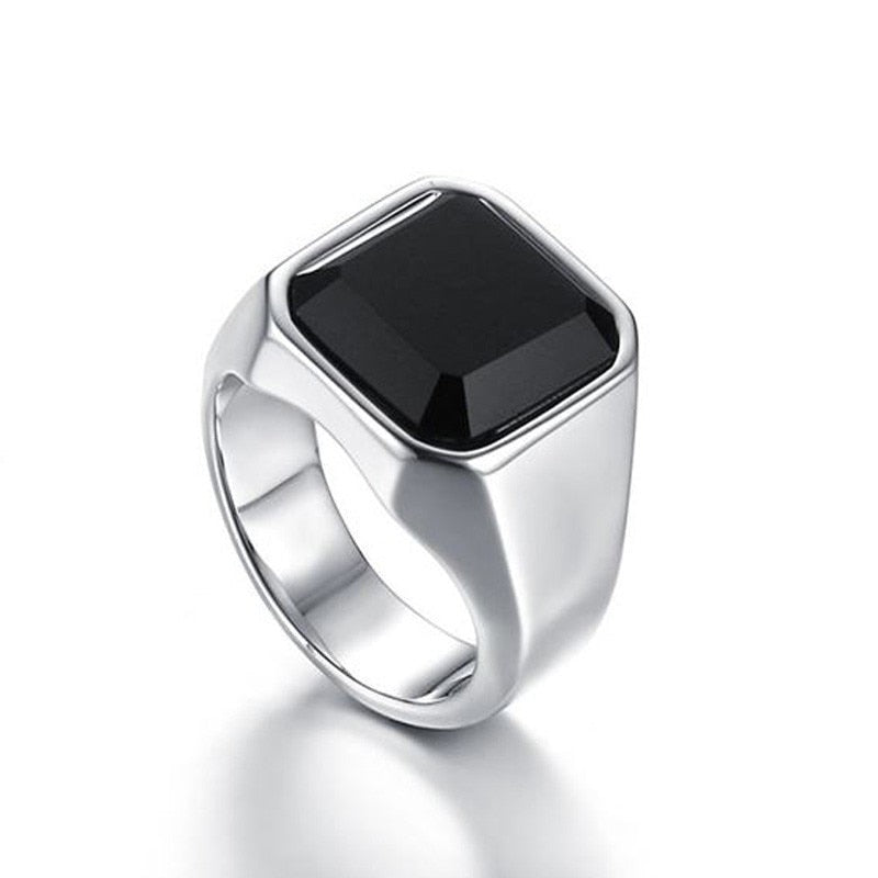 Peris Gems Black Onyx Signet Ring for Men | Stainless Steel Classical Plain Square Ring Black Onyx Signet Ring for Men | Stainless Steel SHEIN Amazon Temu