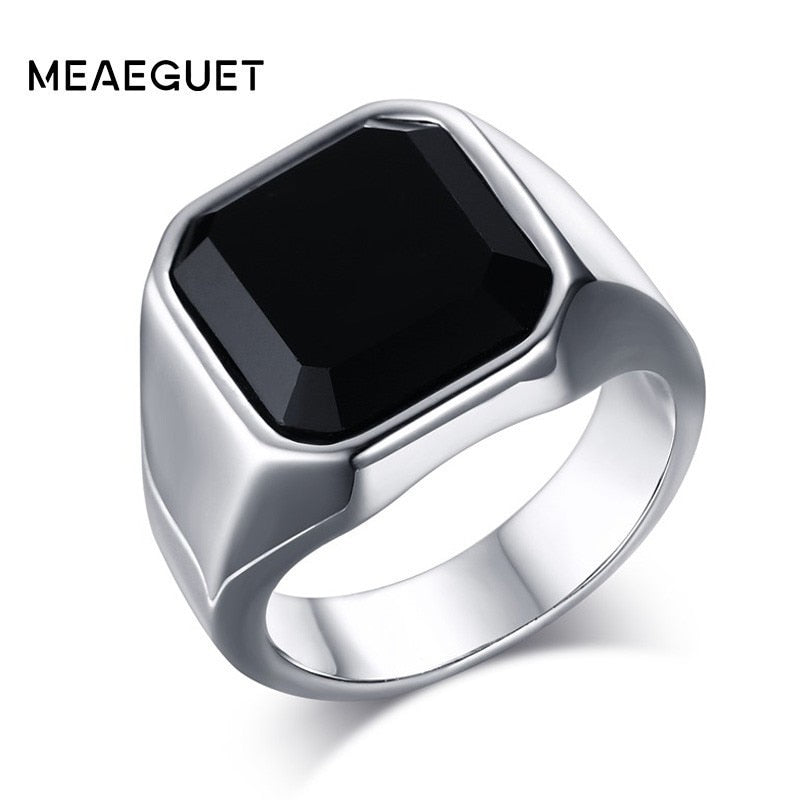 Peris Gems Black Onyx Signet Ring for Men | Stainless Steel Classical Plain Square Ring Black Onyx Signet Ring for Men | Stainless Steel SHEIN Amazon Temu
