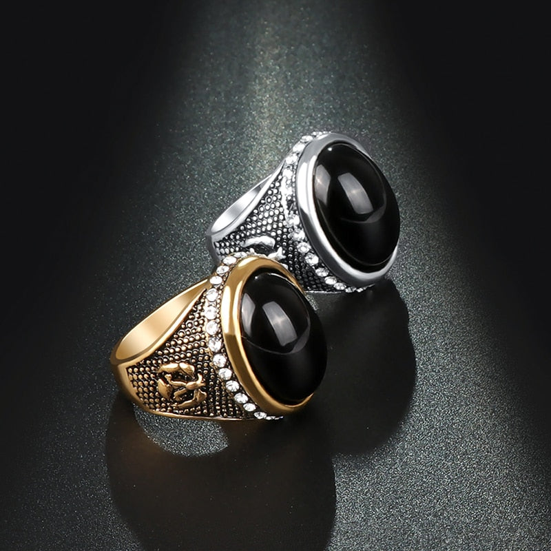 Peris Gems Black Oval Stone Signet Rings Unisex | Antique Jewelry SHEIN Amazon Temu