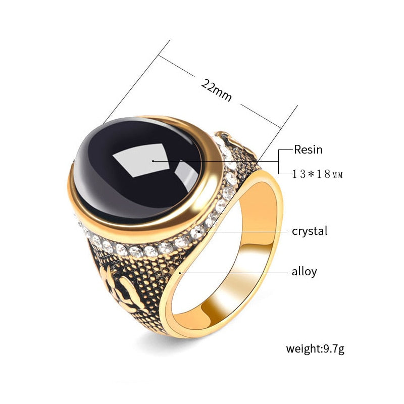 Peris Gems Black Oval Stone Signet Rings Unisex | Antique Jewelry SHEIN Amazon Temu
