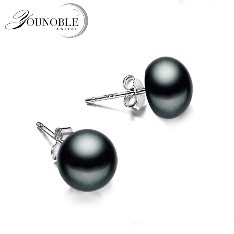 Peris Gems black pearl earring / 10-11mm Black Pearl Stud Earrings for Women | Sterling Silver SHEIN Amazon Temu