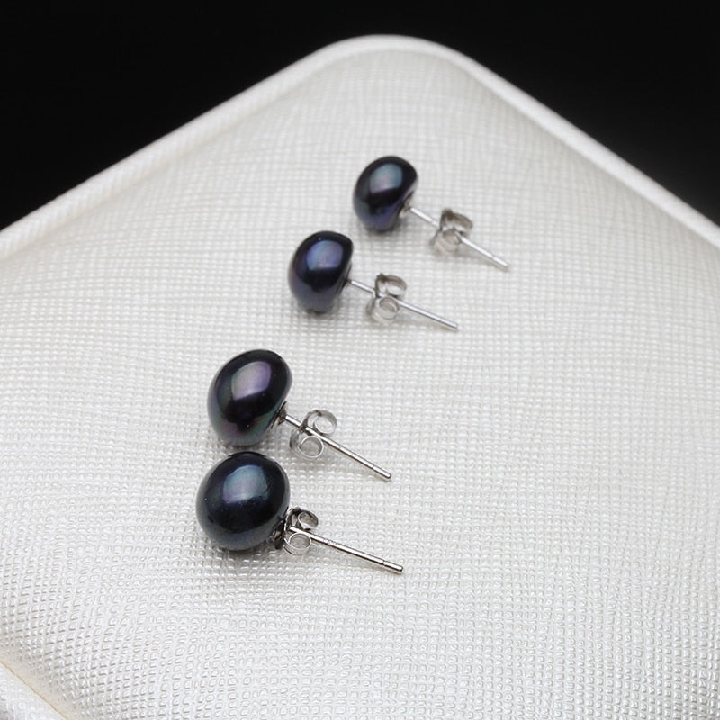 Peris Gems Black Pearl Stud Earrings for Women | Sterling Silver SHEIN Amazon Temu