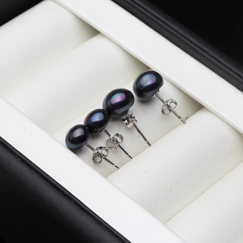 Peris Gems Black Pearl Stud Earrings for Women | Sterling Silver SHEIN Amazon Temu