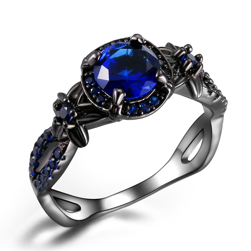 Peris Gems Black Plated Natural Crystal Birthstone Ring for Women | Opal Diamond Silver Wedding Ring SHEIN Amazon Temu