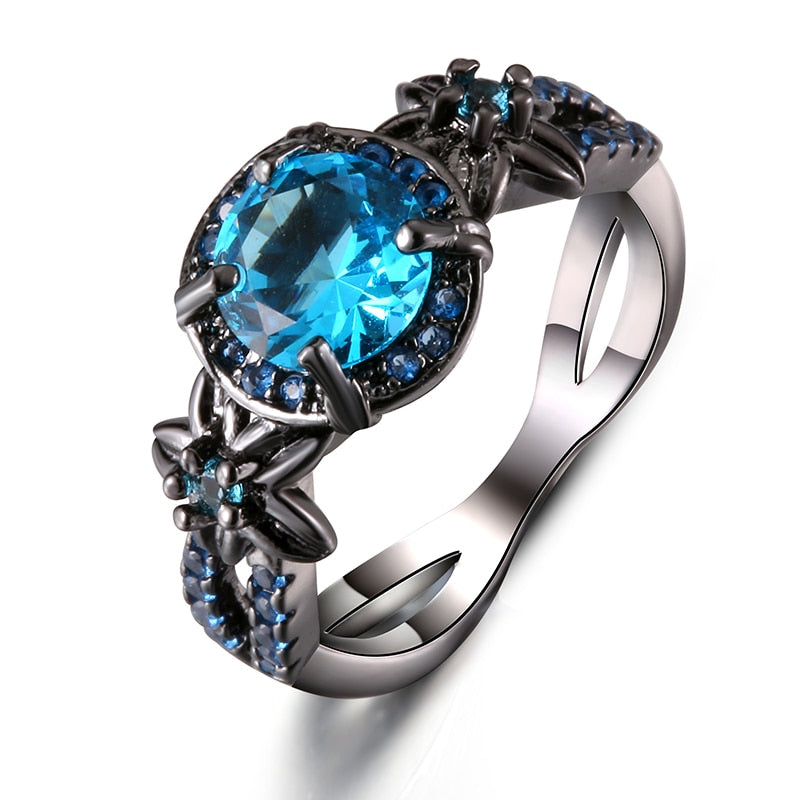 Peris Gems Black Plated Natural Crystal Birthstone Ring for Women | Opal Diamond Silver Wedding Ring SHEIN Amazon Temu