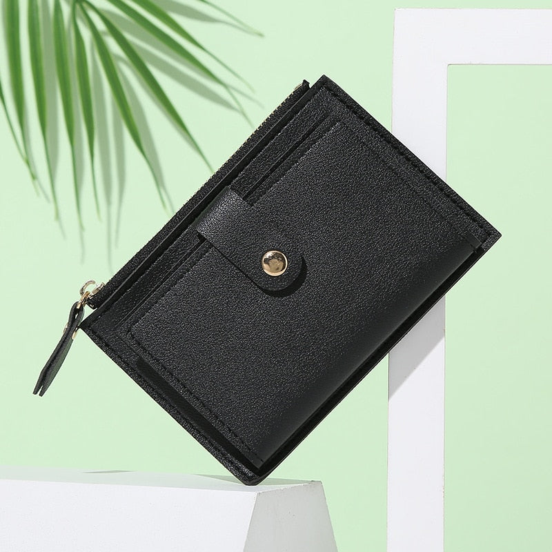 Peris Gems Black PU Leather Mini Slim Wallets for Women | Zipper Hasp Card Wallet PU Leather Mini Slim Wallets for Women | Hasp Card Wallet SHEIN Amazon Temu