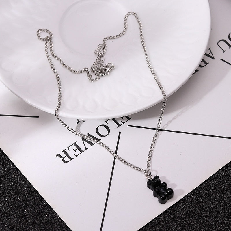 Peris Gems Black Rainbow Gummy Bear Pendant Necklace for Women | Cartoon Bear Jewelry Rainbow Gummy Bear Pendant Necklace for Women | Cartoon Bear SHEIN Amazon Temu