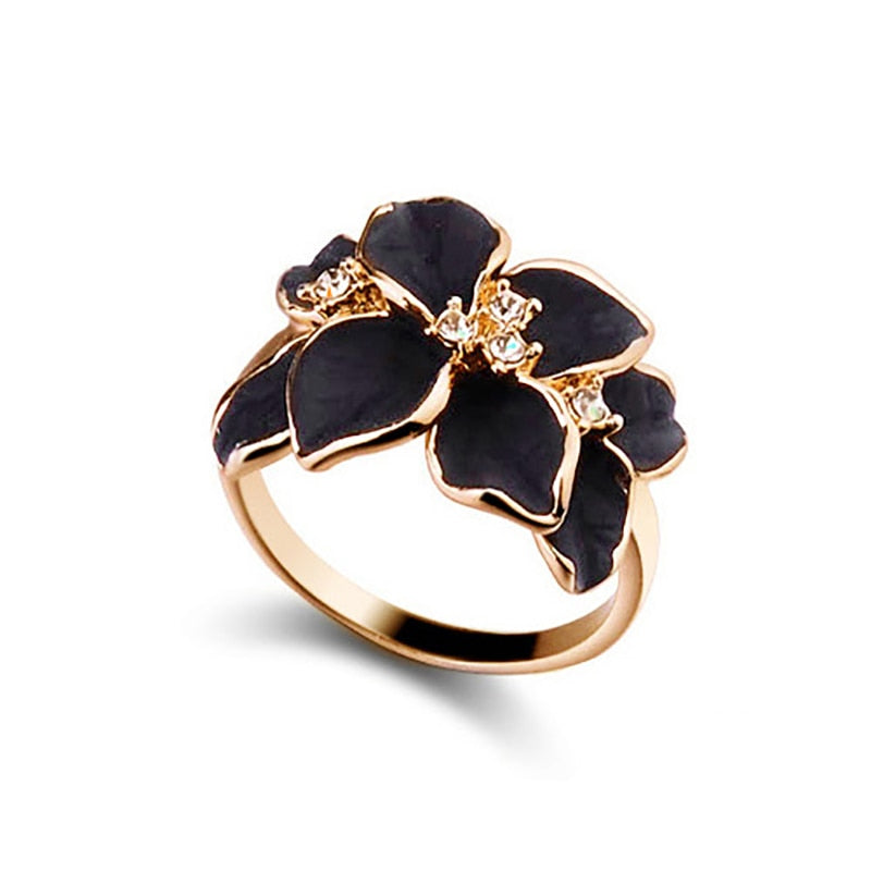 Peris Gems Black Rose Flower Necklace and Earrings Set | Diamond Flower Necklace Set Women&