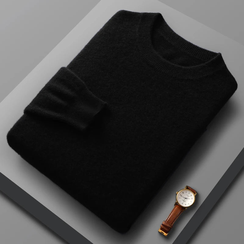 Peris Gems black / S 100% Pure Merino Wool Cashmere Sweater for Men: Fashionable Round Neck Top 100% Pure Merino Wool Cashmere Sweater for Men: Round Neck SHEIN Amazon Temu