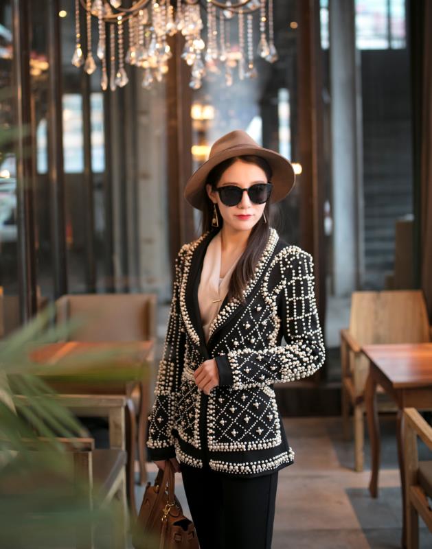 Peris Gems Black / S Black and White Pearl Blazer Jackets for Women SHEIN Amazon Temu