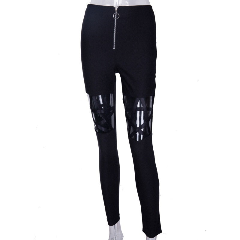 Peris Gems Black / S Black Hollow Star Zipper Pencil Pants for Women SHEIN Amazon Temu