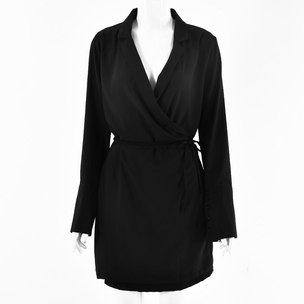 Peris Gems Black / S Black Satin V-Neck Shirt Dress for Women | Elegant Flare Sleeve Lace Up Mini Dress SHEIN Amazon Temu