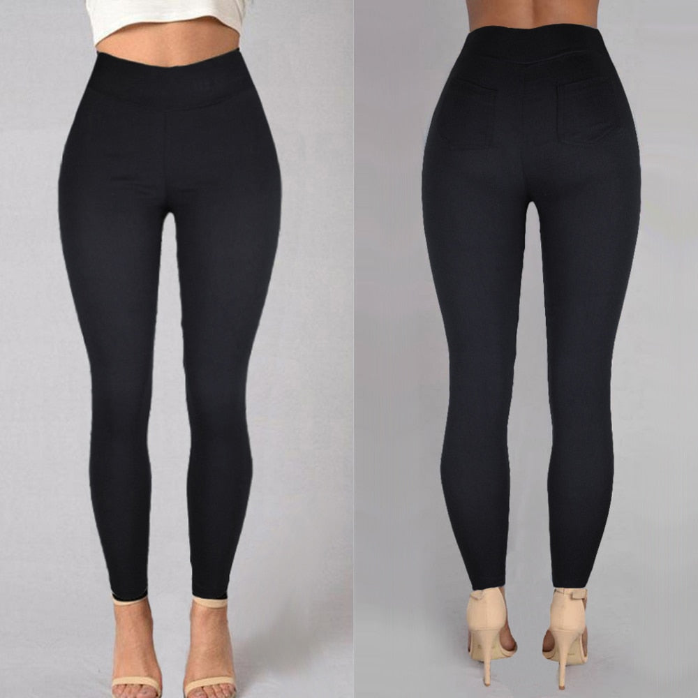 Peris Gems Black / S Casual High Waist Cotton Pocket Pants for Women | Solid Pencil Pants Casual High Waist Cotton Pocket Pants for Women Pencil Pant SHEIN Amazon Temu