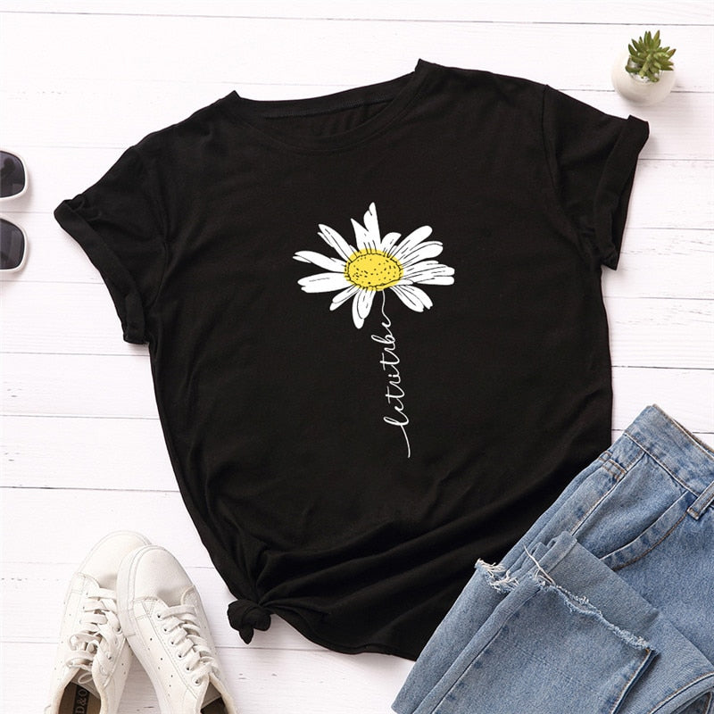 Peris Gems Black / S Daisy Graphic Print Cotton Shirts for Women | Oversized Shirts Daisy Graphic Print Cotton Shirts for Women |Oversized Shirt SHEIN Amazon Temu