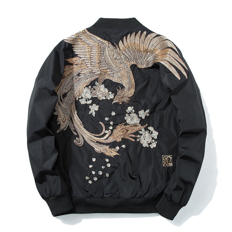 Peris Gems Black / S Embroidered Bird Bomber Jacket for Men | Street Fashion Jackets Embroidered Bird Bomber Jacket for Men Street Fashion Jacket SHEIN Amazon Temu