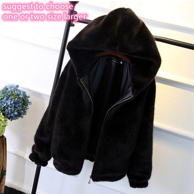 Peris Gems Black / S Faux Fur Mink Zipper Jacket for Women | Fur Coat Jackets SHEIN Amazon Temu