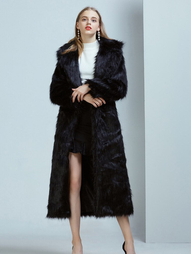 Peris Gems Black / S Long Luxurious Fluffy Fur Coat Jackets for Women SHEIN Amazon Temu