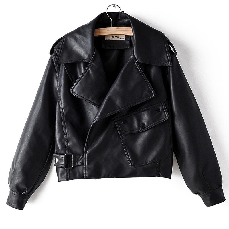 Peris Gems Black / S Loose Turn Down Collar Faux Leather Jacket for Women SHEIN Amazon Temu