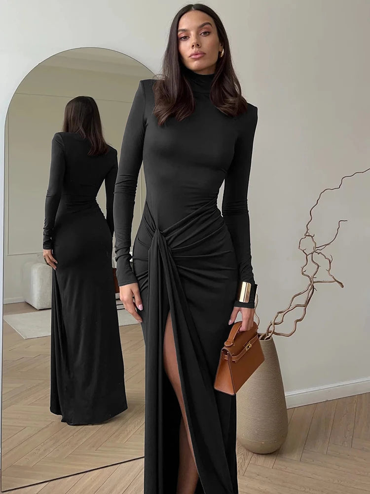 Peris Gems black / S Mozision Turtleneck Thigh High Split Sexy Maxi Dress For Women Fashion Long Sleeve Draped Bandage Bodycon Club Long Dress Mozision Turtleneck Thigh High Split Sexy Maxi Dress For Women Fashion Long Sleeve Draped Bandage Bodycon Club Long Dress SHEIN Amazon Temu