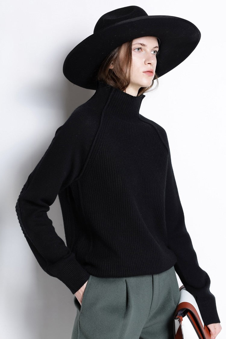 Peris Gems Black / S Pure Wool Thickened Sweater for Women | Long Sleeve Pullover SHEIN Amazon Temu