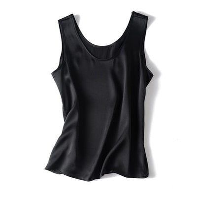 Peris Gems Black / S Sleeveless Satin Tank Top Shirt for Women | Cozy Silk Chic Vest Sleeveless Satin Tank Top Shirt for Women | Silk Chic Vest SHEIN Amazon Temu