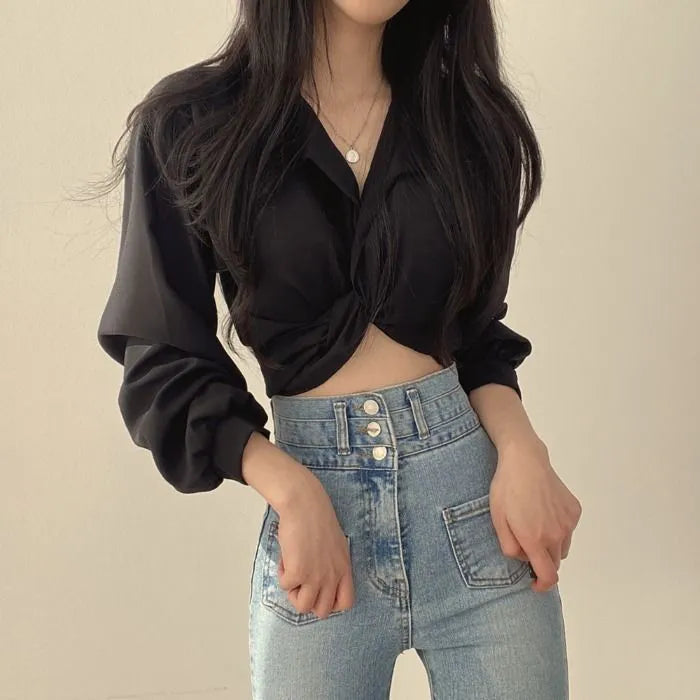 Peris Gems Black / S Slim Long Sleeve Thin Shirts for Women SHEIN Amazon Temu
