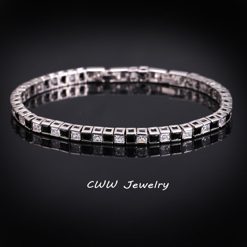 Peris Gems black Square Diamond Tennis Bracelet for Women | Silver Fashion Bracelet for Women SHEIN Amazon Temu