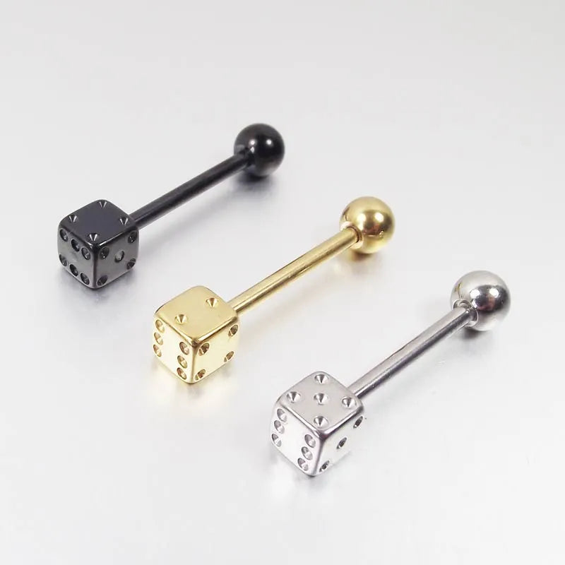 Peris Gems Black Stainless 1pc Dice Game Barbell Tongue Helix Piercing SHEIN Amazon Temu