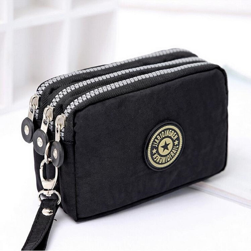 Peris Gems black Triple Zipper Canvas Wallet Bag for Women | Big Capacity Bag SHEIN Amazon Temu
