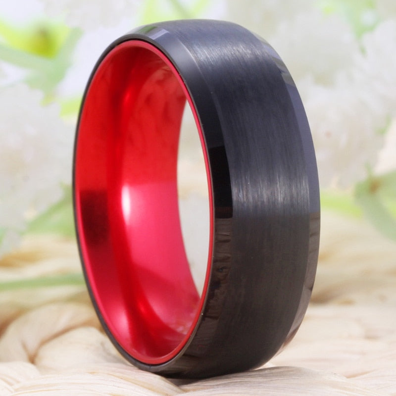 Peris Gems Black Tungsten Ring with Red Insides | Unisex Red Rings SHEIN Amazon Temu