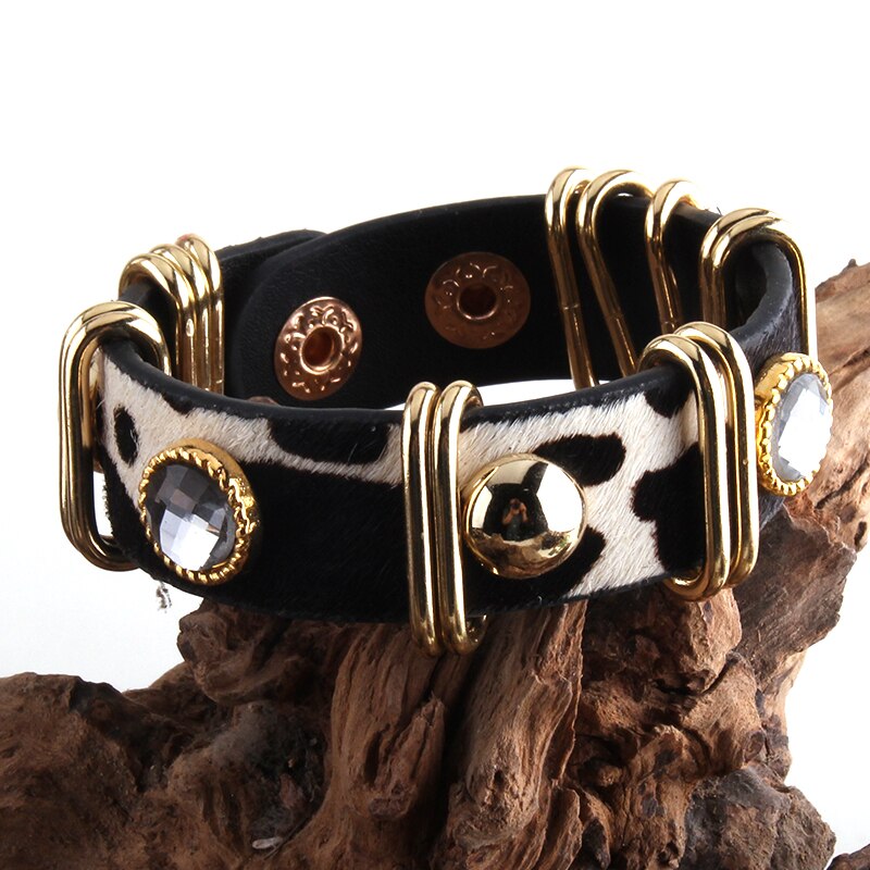 Peris Gems black white / 20cm Boho Leopard Print Leather Bracelets for Women SHEIN Amazon Temu