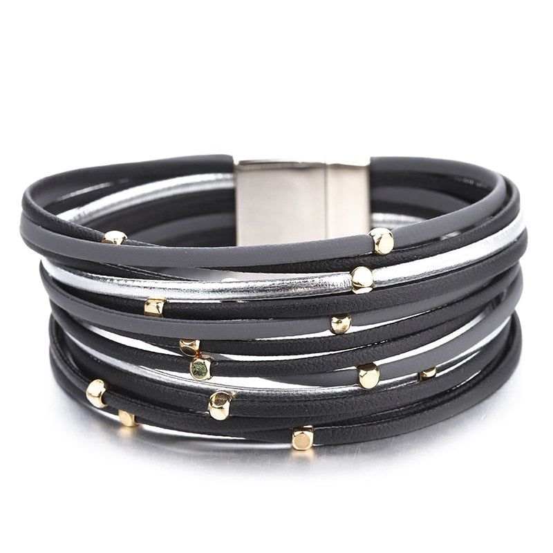 Peris Gems Black Wide Multilayered Leather Bracelets for Women SHEIN Amazon Temu