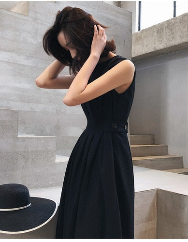 Peris Gems Black / XS Solid Sleeveless Midi Dresses for Women | Elegant Evening Dress Solid Sleeveless Midi Dress for Women Elegant Evening Dress SHEIN Amazon Temu