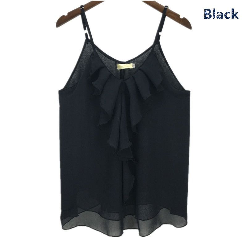 Peris Gems black / XS Spaghetti Strap Chiffon Shirt for Women | Comfortable Shirt for Women Sleeveless SHEIN Amazon Temu