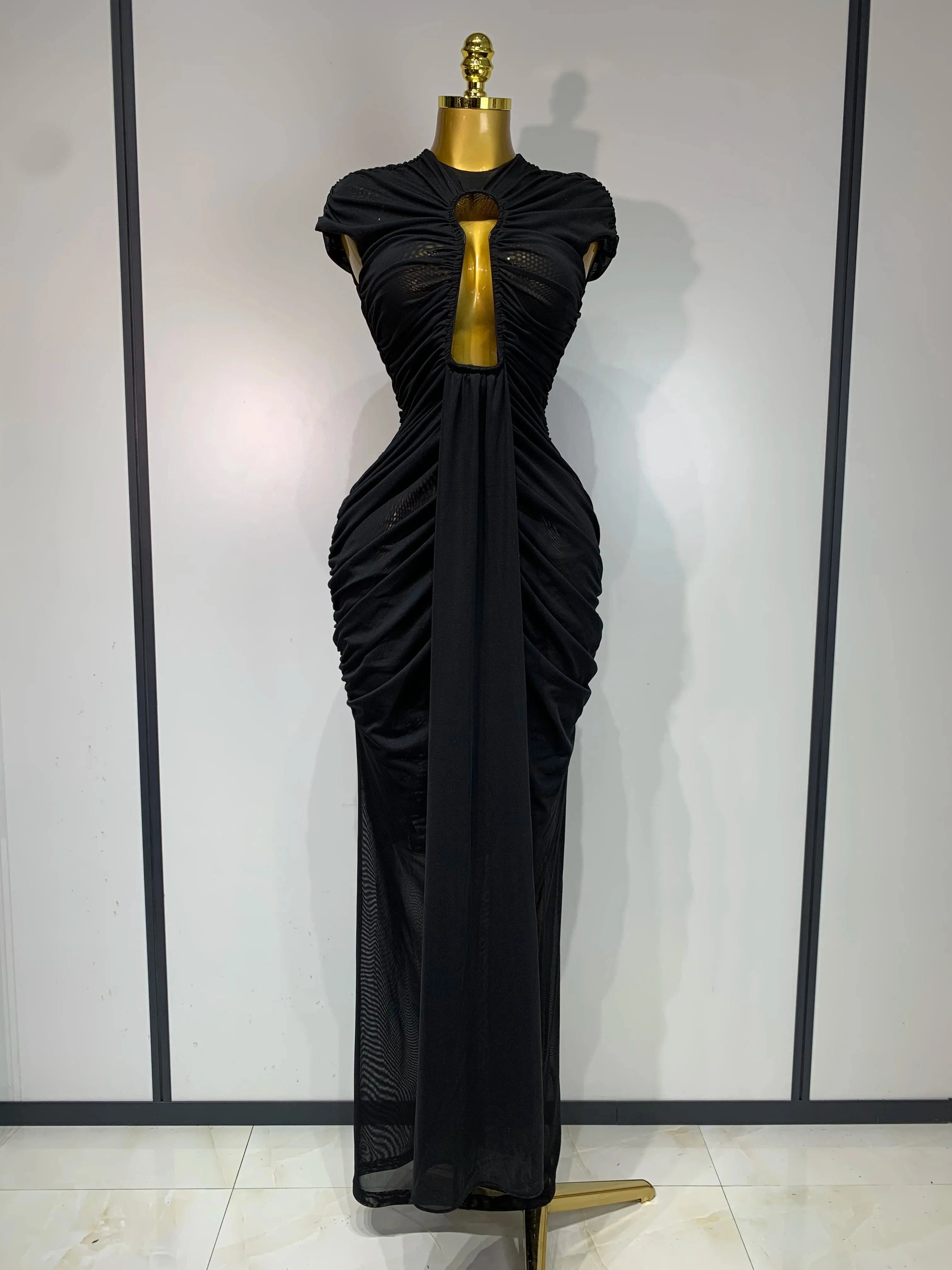Peris Gems black / XS Women Sexy Sleeveless O-Neck Bodycon Mesh Long Dress Hollow Out Celebrate Fashion Show Celebrity Evening Party Club Dress Women Sexy Sleeveless O-Neck Bodycon Mesh Long Dress Hollow Out Celebrate Fashion Show Celebrity Evening Party Club Dress SHEIN Amazon Temu