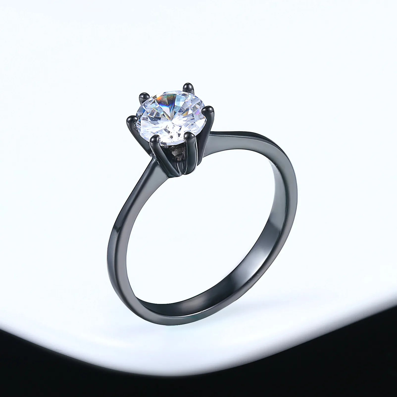 Peris Gems BlackGold Clear / 5.5 Rose Gold Six-Pronged Diamond Ring for Women SHEIN Amazon Temu