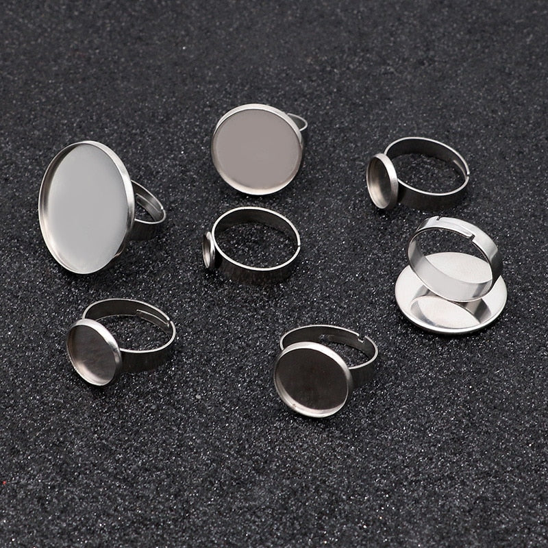 Peris Gems Blank Base 10pc Stainless Steel Adjustable Ring Setters SHEIN Amazon Temu