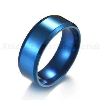Peris Gems Blue / 5 Round Titanium Stainless Steel Rings Unisex | 8mm Party Rings Round Titanium Stainless Steel Rings Unisex | 8mm Party Ring SHEIN Amazon Temu