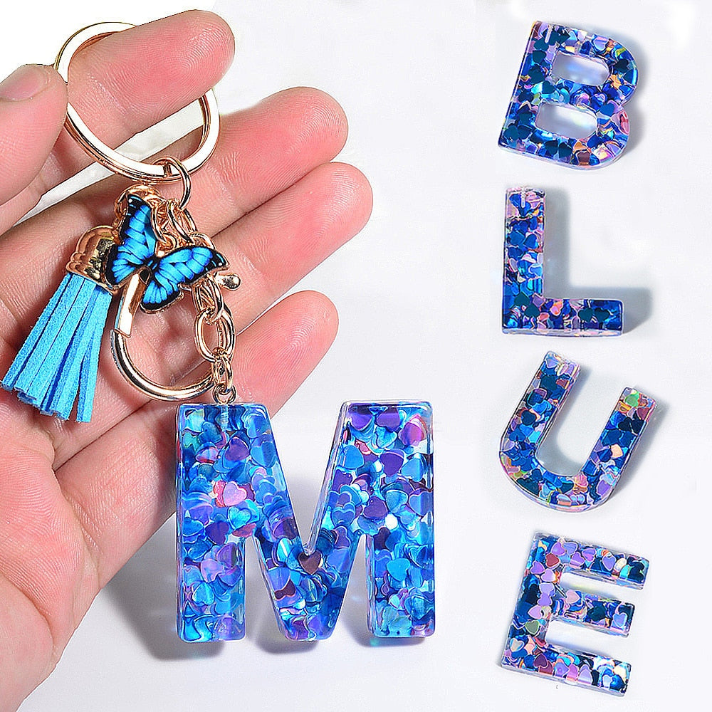Peris Gems Blue Acrylic Letter and Butterfly Keychain | Initial Keychains Blue Acrylic Letter and Butterfly Keychain Initial Keychains SHEIN Amazon Temu
