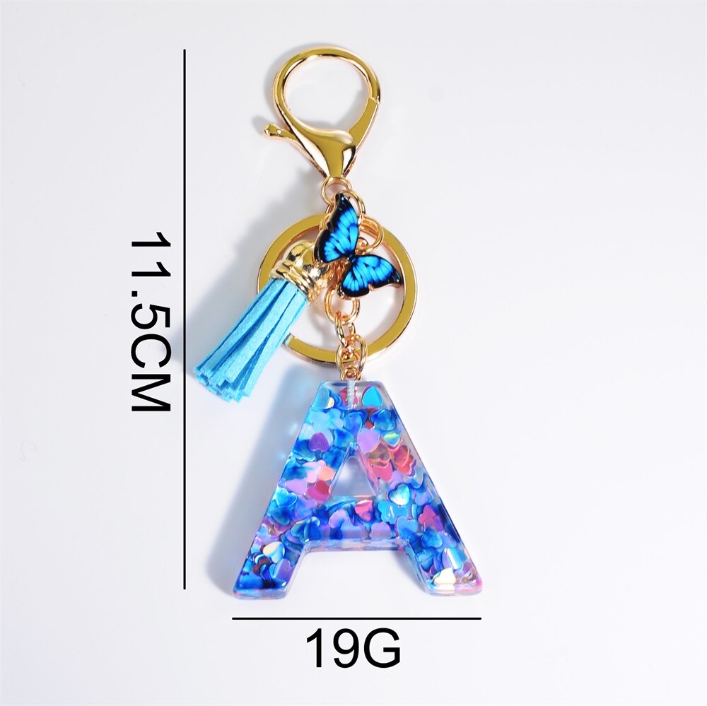 Peris Gems Blue Acrylic Letter and Butterfly Keychain | Initial Keychains Blue Acrylic Letter and Butterfly Keychain Initial Keychains SHEIN Amazon Temu