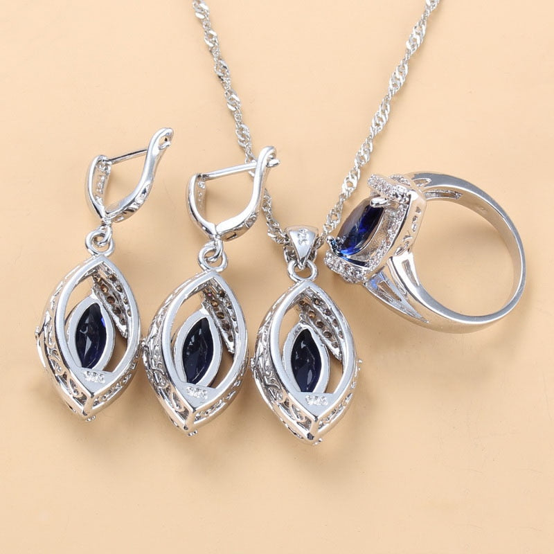 Peris Gems Blue and Diamond Wedding Jewelry Set for Women | Silver Diamond Blue Diamond Wedding Jewelry Set for Women Silver Diamond SHEIN Amazon Temu