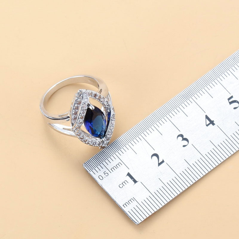 Peris Gems Blue and Diamond Wedding Jewelry Set for Women | Silver Diamond Blue Diamond Wedding Jewelry Set for Women Silver Diamond SHEIN Amazon Temu