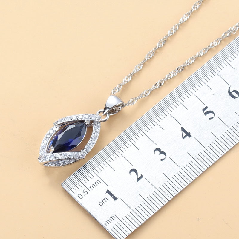 Peris Gems Blue and Diamond Wedding Jewelry Set for Women | Silver Diamond Blue Diamond Wedding Jewelry Set for Women Silver Diamond SHEIN Amazon Temu