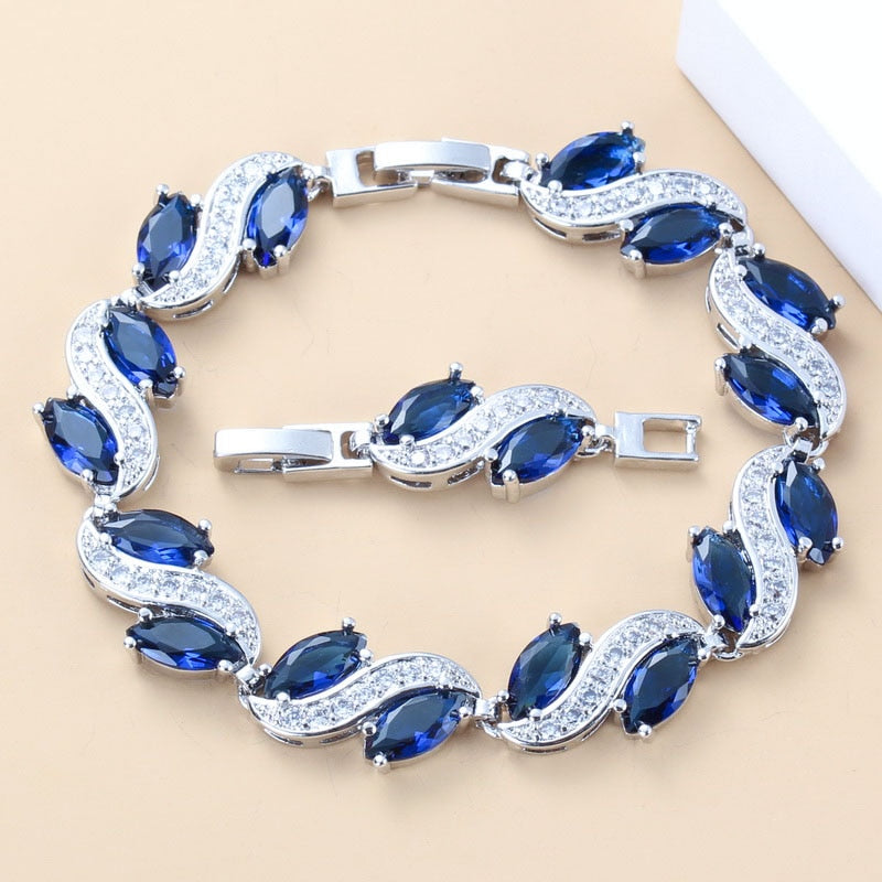 Peris Gems Blue and Diamond Wedding Jewelry Set for Women | Silver Diamond Blue Diamond Wedding Jewelry Set for Women Silver Diamond SHEIN Amazon Temu