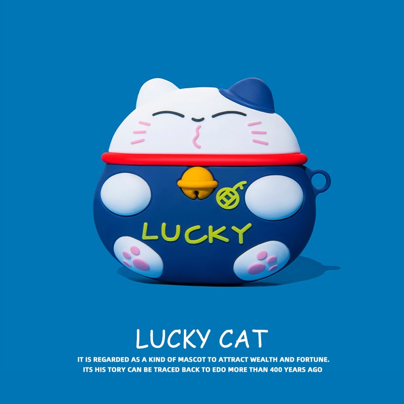 Peris Gems Blue Cat / for AirPods 1 Japanese Style Lucky Cat Silicone AirPod Pro Protective Case SHEIN Amazon Temu