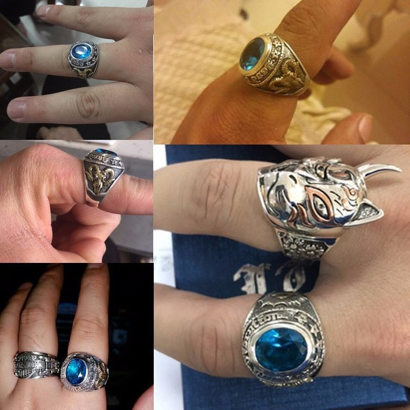 Peris Gems Blue Diamond 925 Silver Gold Sheep Rings for Men SHEIN Amazon Temu